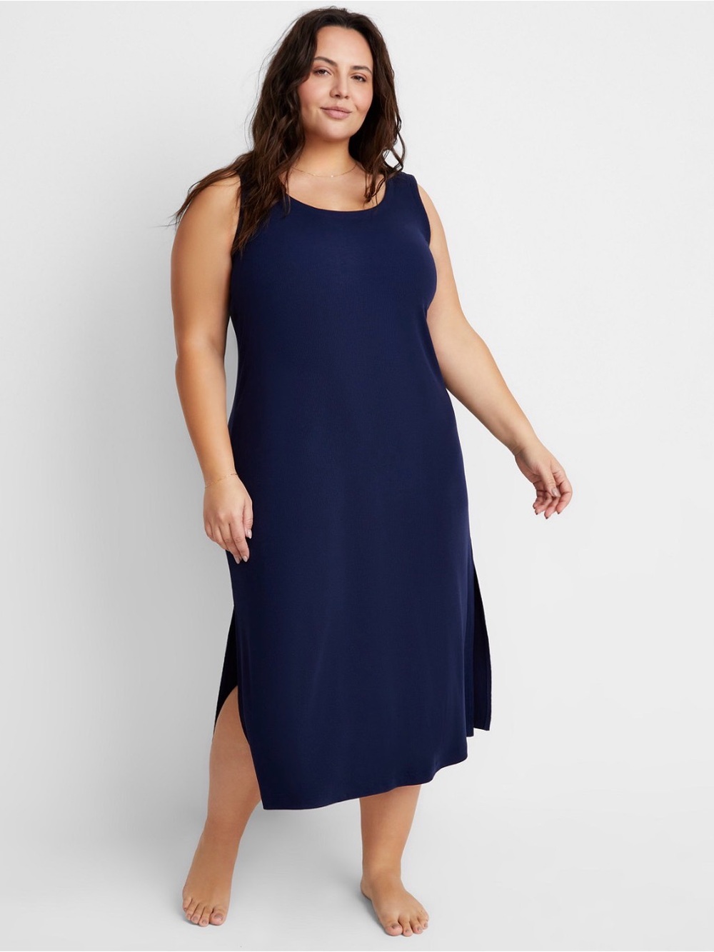 State of Day Navy Blue Ribbed Tank Nightgown, Size 1X - NWT